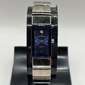 Anne Klein Diamond Silver Quartz Analog Women's Watch Blue Dial- New Battery!‎